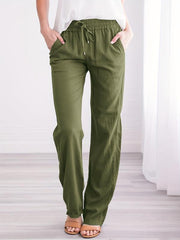 Women's Plus Elastic Drawstring Straight Leg Pants
