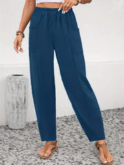 Women's Plus Solid High Rise Tapered Leg Pants