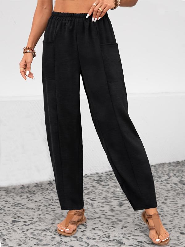 Women's Plus Solid High Rise Tapered Leg Pants