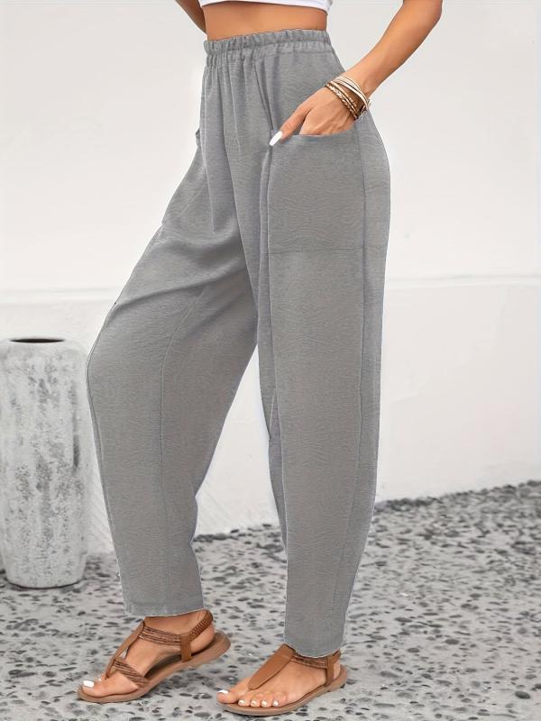 Women's Plus Solid High Rise Tapered Leg Pants
