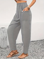 Women's Plus Solid High Rise Tapered Leg Pants