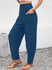 Women's Plus Solid High Rise Tapered Leg Pants