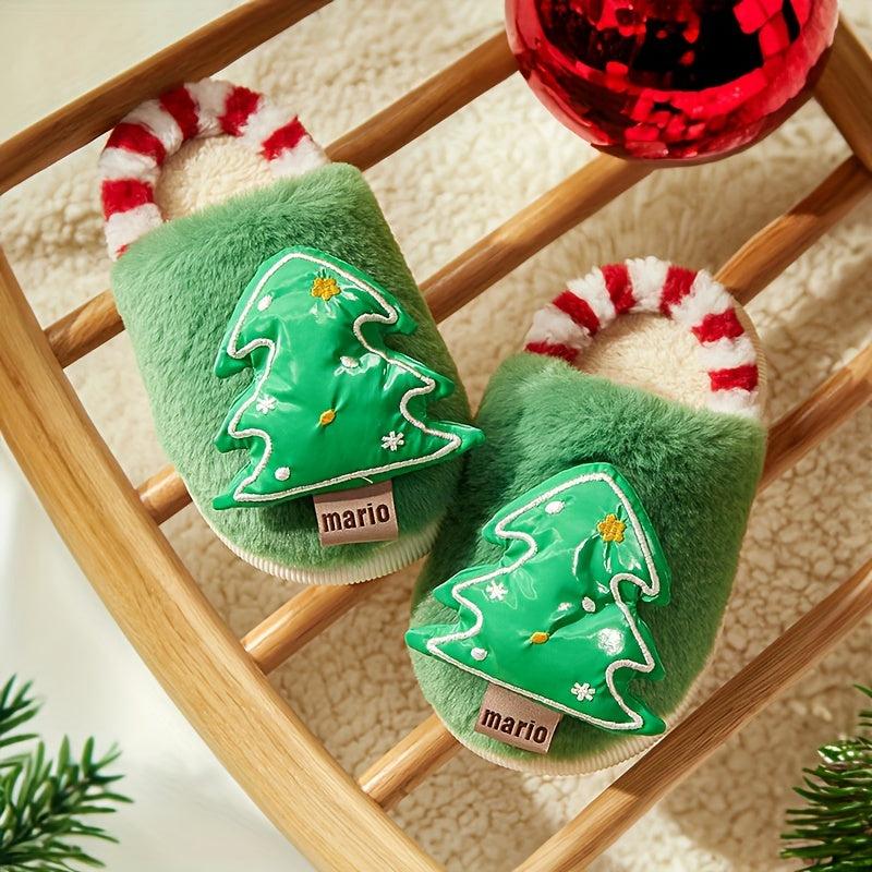 Cartoon Tree Plush House Slippers for Boys and Girls
