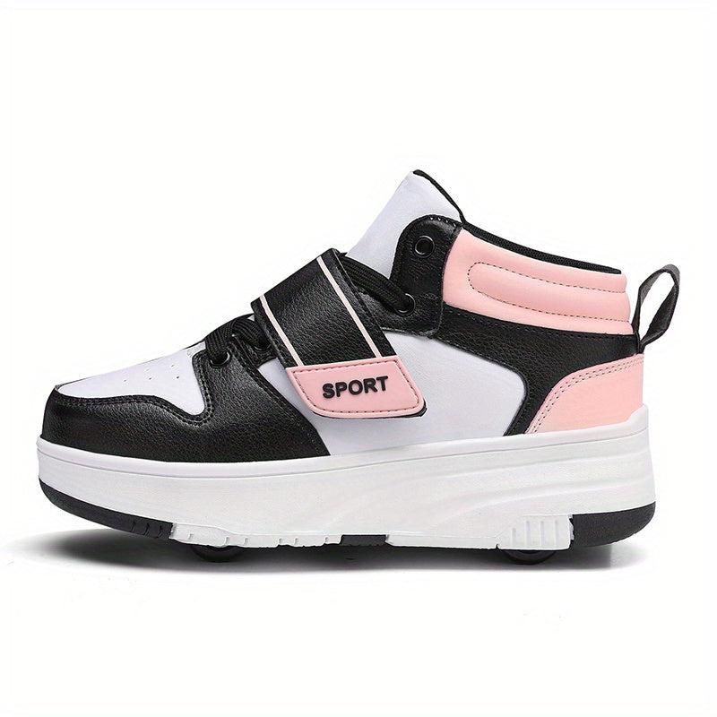 Boys' Casual Roller Skateboard Shoes with Hook and Loop Fastener