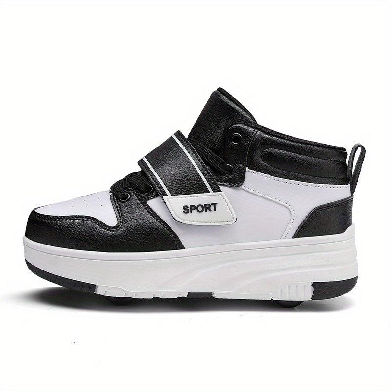 Boys' Casual Roller Skateboard Shoes with Hook and Loop Fastener