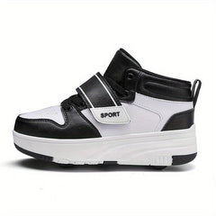 Boys' Casual Roller Skateboard Shoes with Hook and Loop Fastener