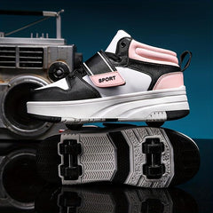 Boys' Casual Roller Skateboard Shoes with Hook and Loop Fastener