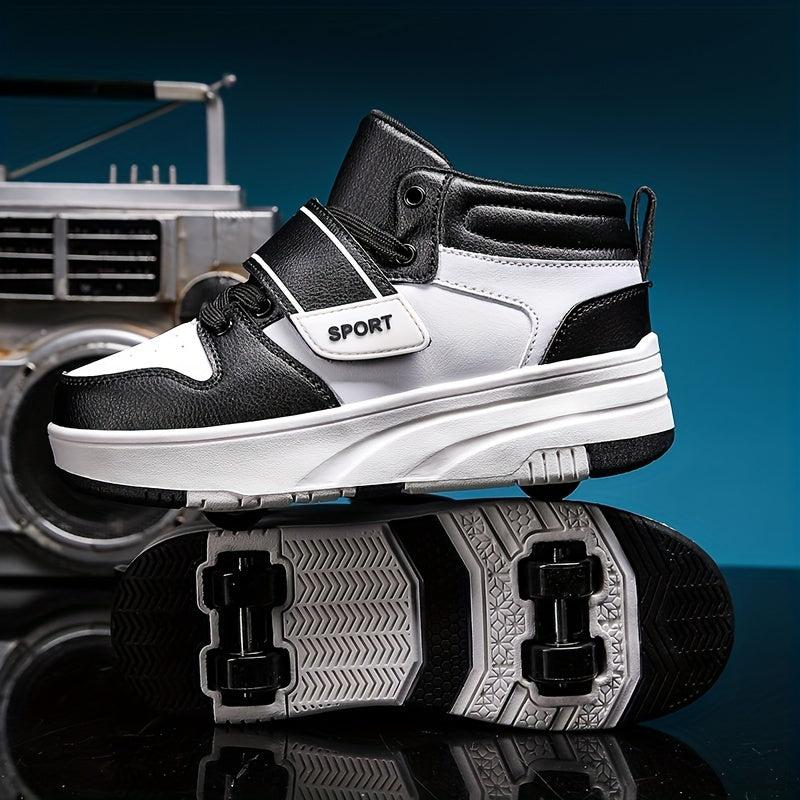 Boys' Casual Roller Skateboard Shoes with Hook and Loop Fastener