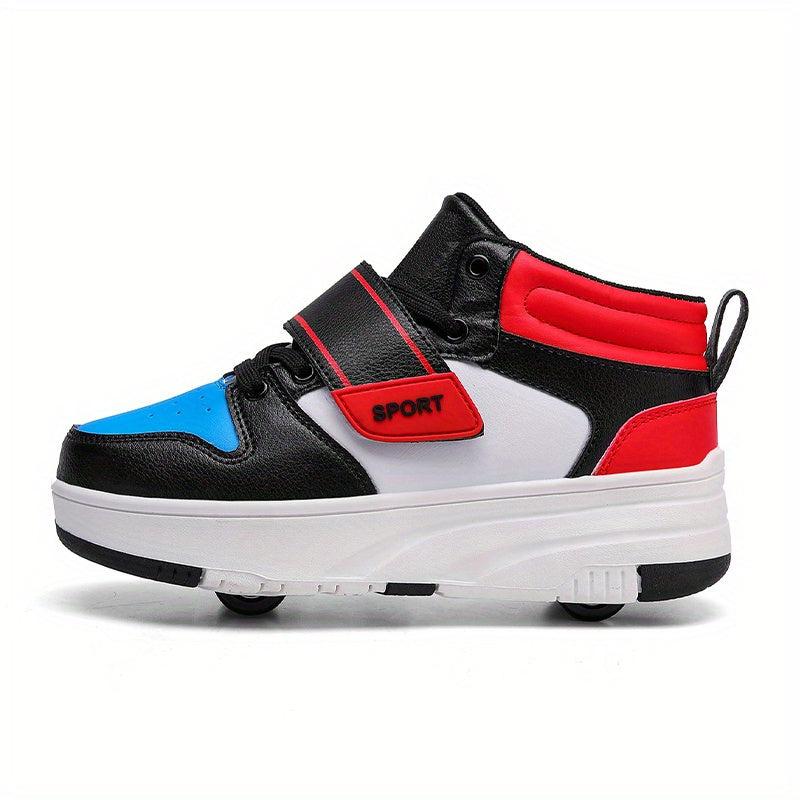 Boys' Casual Roller Skateboard Shoes with Hook and Loop Fastener