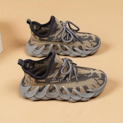 Dark Grey Woven Sneakers for Boys - Lightweight Breathable Shoes