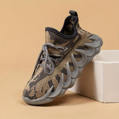 Dark Grey Woven Sneakers for Boys - Lightweight Breathable Shoes