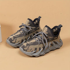 Dark Grey Woven Sneakers for Boys - Lightweight Breathable Shoes
