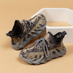 Dark Grey Woven Sneakers for Boys - Lightweight Breathable Shoes