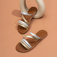 Open Toe Slip On Flat Shoes For Girls Lightweight Slippers