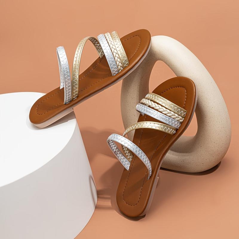 Open Toe Slip On Flat Shoes For Girls Lightweight Slippers