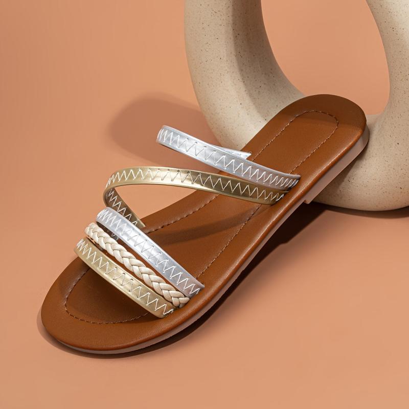 Open Toe Slip On Flat Shoes For Girls Lightweight Slippers
