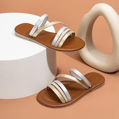 Open Toe Slip On Flat Shoes For Girls Lightweight Slippers