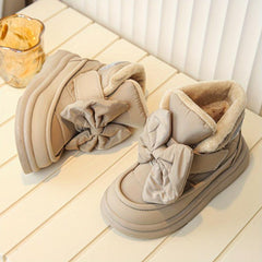 Kids Snow Boots Fleece Lining Non Slip Sole Bow Detail 14 and Under
