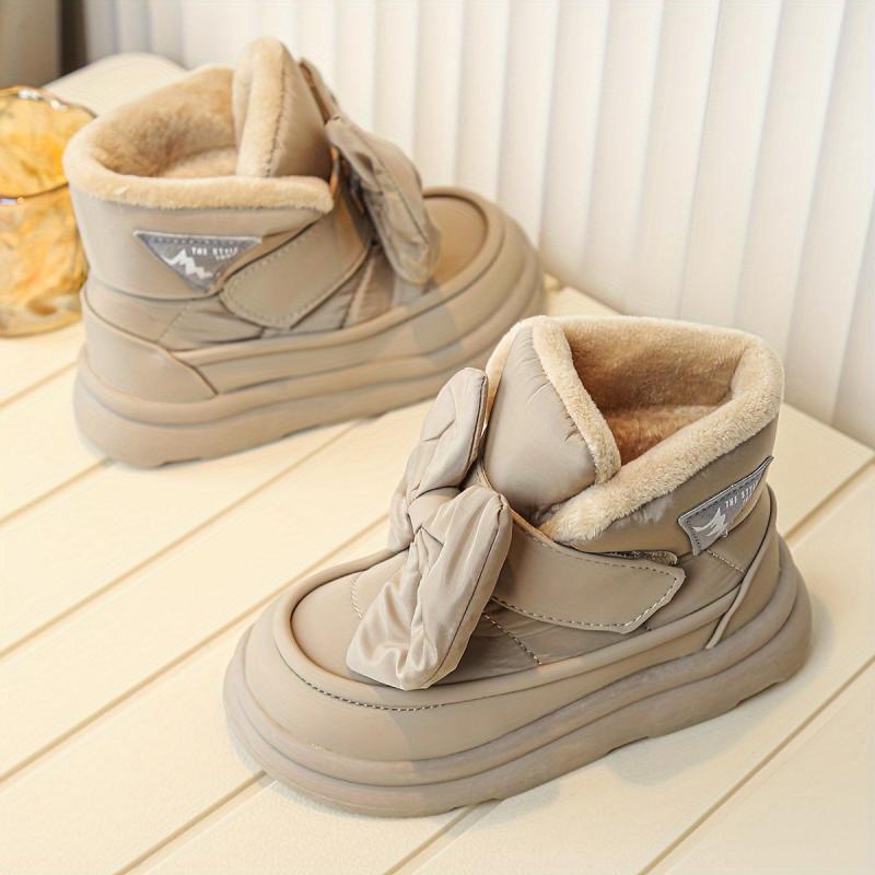 Kids Snow Boots Fleece Lining Non Slip Sole Bow Detail 14 and Under