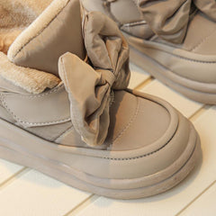 Kids Snow Boots Fleece Lining Non Slip Sole Bow Detail 14 and Under