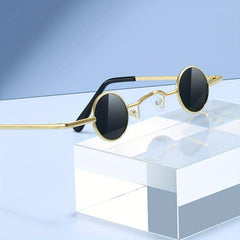 Vintage Punk Round Small Frame Sunglasses Men's Hip hop Sunglasses