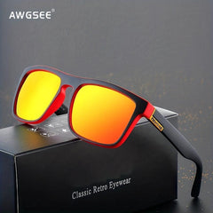 Square Vintage Polarized Sunglasses for Men Retro Driving Fishing