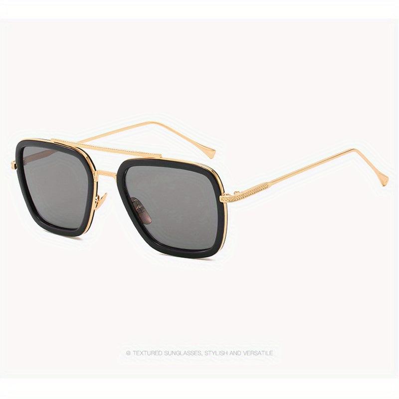 Men's Square Frame Double Beam Sunglasses 100 UV Protection Vintage Eyewear