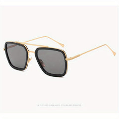Men's Square Frame Double Beam Sunglasses 100 UV Protection Vintage Eyewear