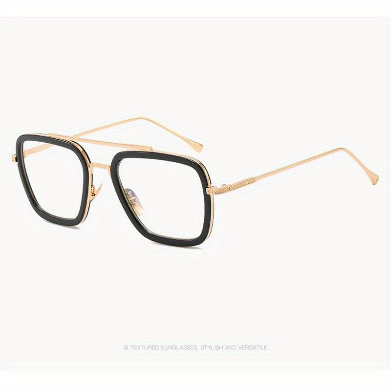 Men's Square Frame Double Beam Sunglasses 100 UV Protection Vintage Eyewear