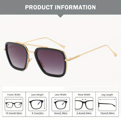 Men's Square Frame Double Beam Sunglasses 100 UV Protection Vintage Eyewear