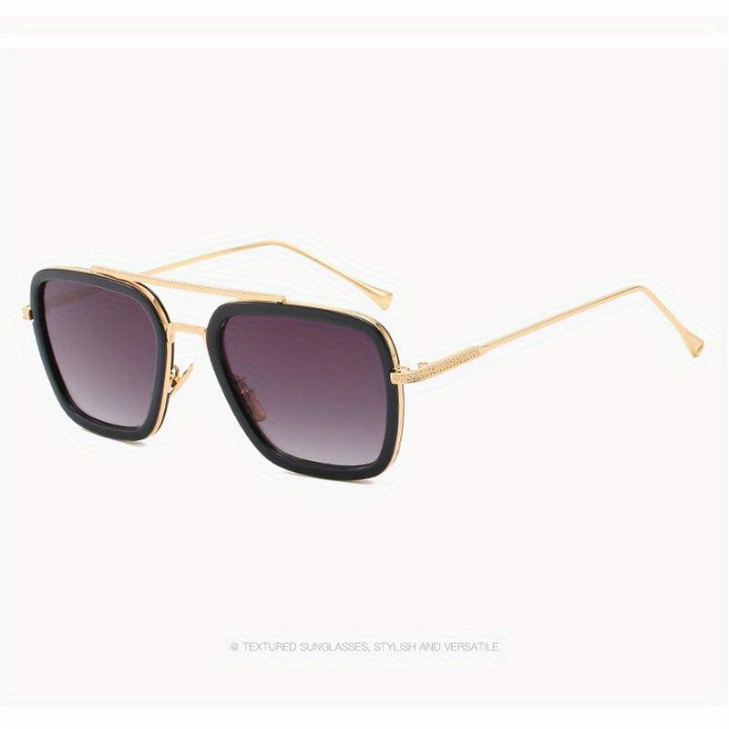 Men's Square Frame Double Beam Sunglasses 100 UV Protection Vintage Eyewear