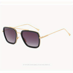 Men's Square Frame Double Beam Sunglasses 100 UV Protection Vintage Eyewear