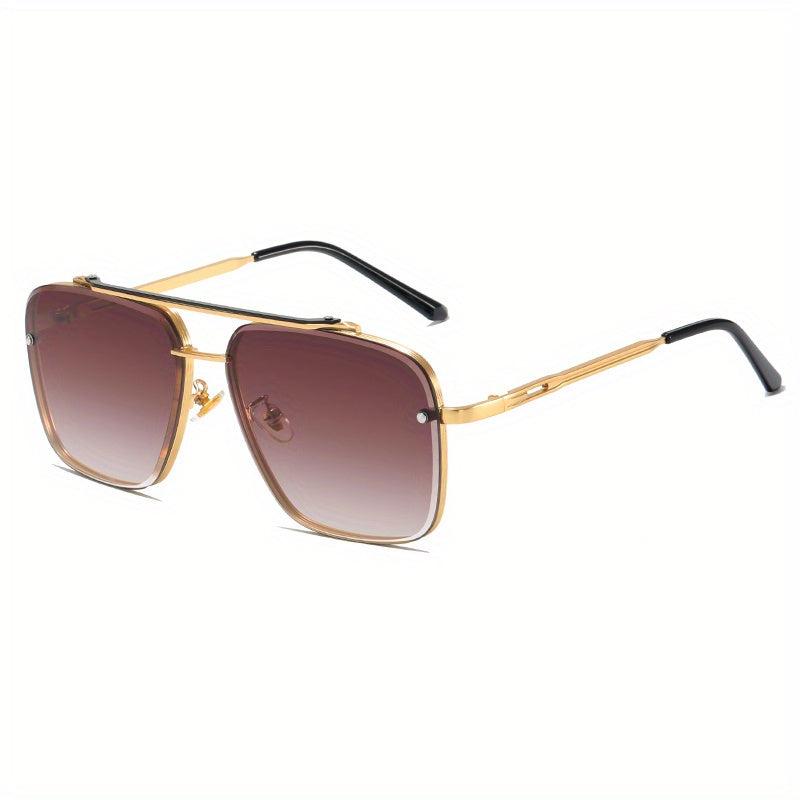 Double Beam Trimming Square Frame Sunglasses for Men