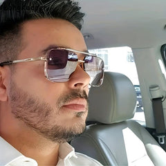 Double Beam Trimming Square Frame Sunglasses for Men