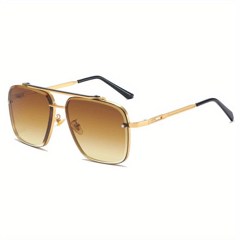Double Beam Trimming Square Frame Sunglasses for Men