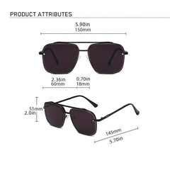 Double Beam Trimming Square Frame Sunglasses for Men
