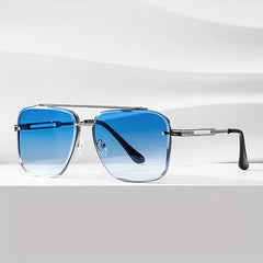 Double Beam Trimming Square Frame Sunglasses for Men