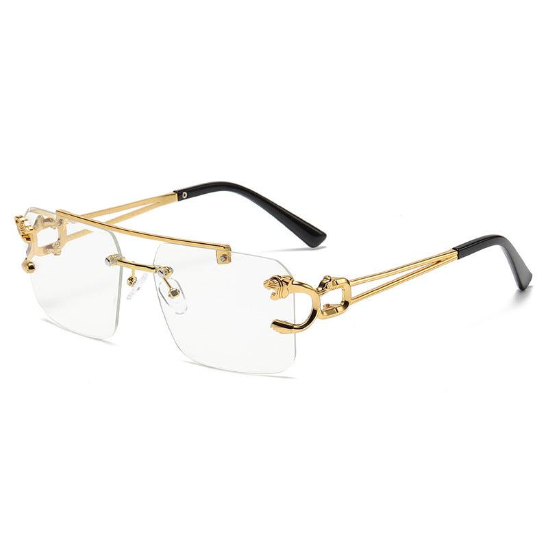 Men's Rimless Square Sunglasses Metal Frame UV400