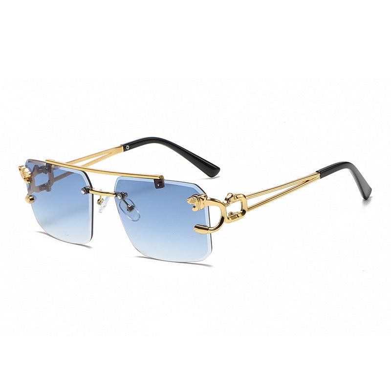 Men's Rimless Square Sunglasses Metal Frame UV400
