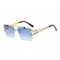 Men's Rimless Square Sunglasses Metal Frame UV400