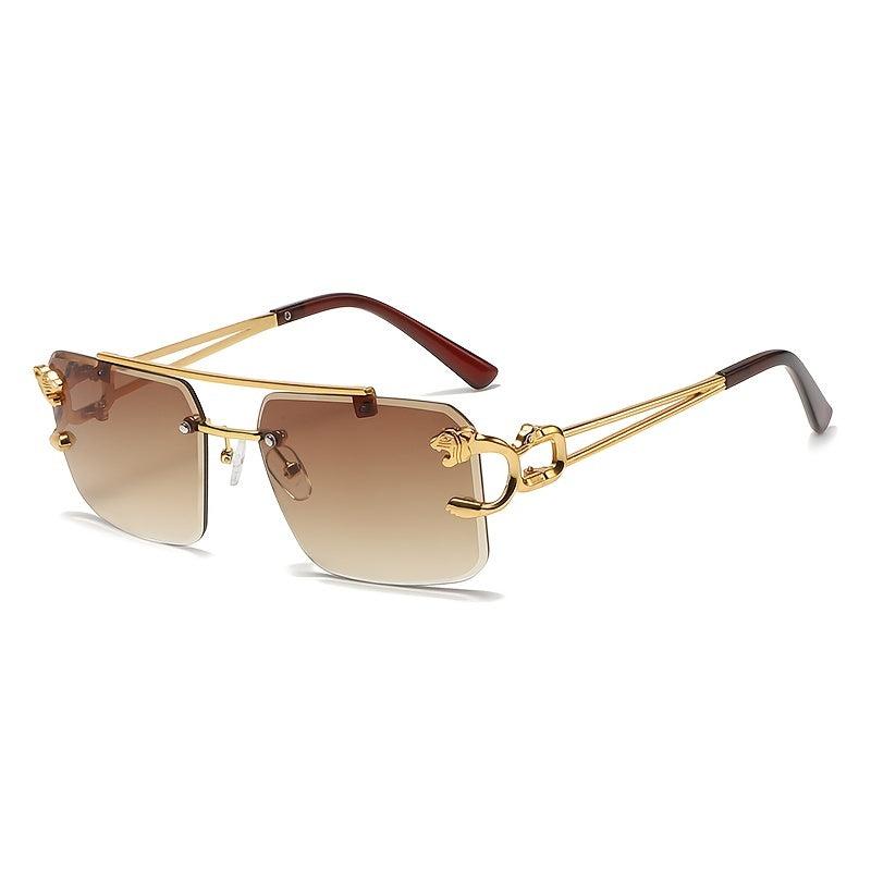 Men's Rimless Square Sunglasses Metal Frame UV400