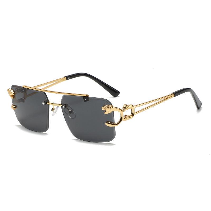 Men's Rimless Square Sunglasses Metal Frame UV400