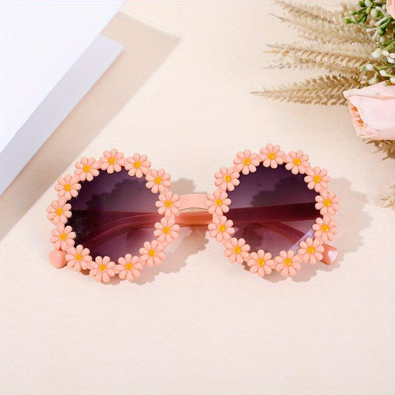 Round Flower Framed Sunglasses w/ Box UV400 Outdoor Sunscreen Glasses