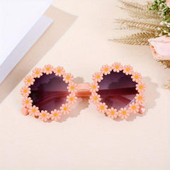 Round Flower Framed Sunglasses w/ Box UV400 Outdoor Sunscreen Glasses
