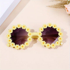 Round Flower Framed Sunglasses w/ Box UV400 Outdoor Sunscreen Glasses