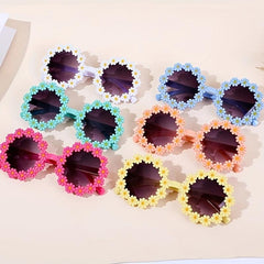 Round Flower Framed Sunglasses w/ Box UV400 Outdoor Sunscreen Glasses