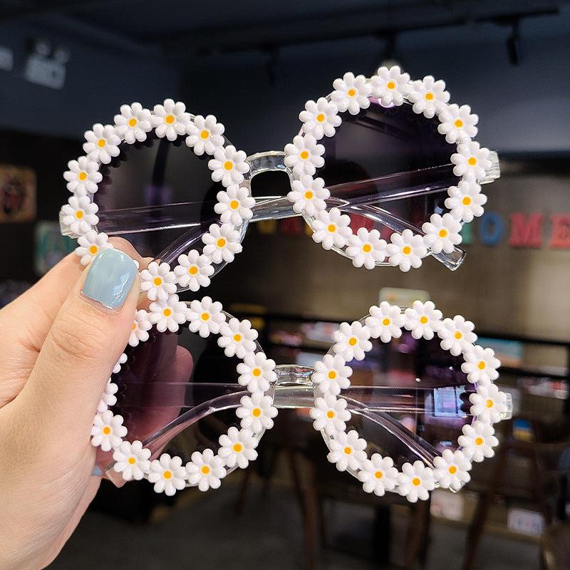 Round Flower Framed Sunglasses w/ Box UV400 Outdoor Sunscreen Glasses