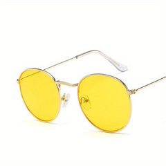 Round Metal Sunglasses Mirror Lens UV400