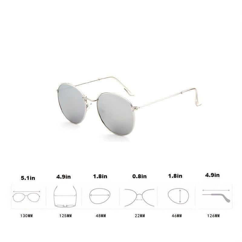 Round Metal Sunglasses Mirror Lens UV400