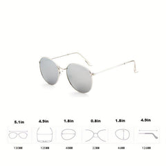 Round Metal Sunglasses Mirror Lens UV400